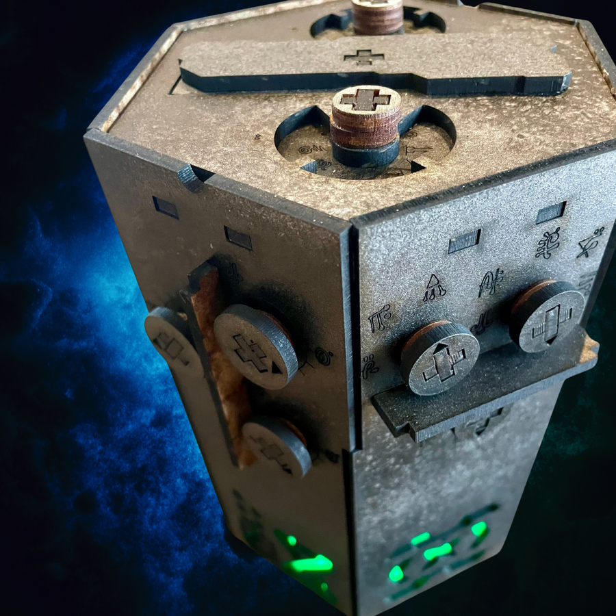 EARTHFALL: Alien Artifact | Alien Puzzle Box Escape Room Game | Hexagonal Interactive Mystery Box with LED Lights